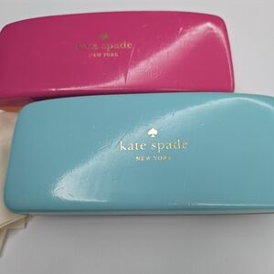Kate Spade 2 SetEye Glass Sunglass Hard Cases Pink/ Orange, Blue/Green  2 Cloths